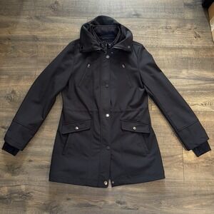 Liz Claiborne Women's Parka Jacket Zip Up Snap Button Coat Weatherproof Black L